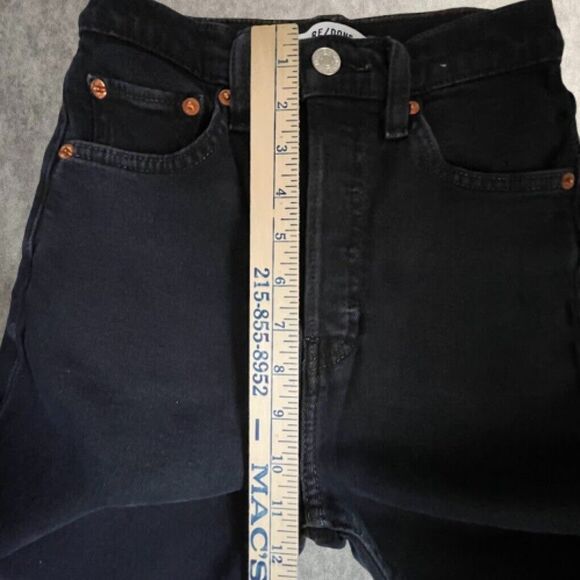 RE/DONE 70s Ultra High Rise Stove Pipe Jeans Womens Size 23 Black Retro Denim - Picture 14 of 16